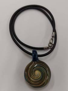 lot 93Q image: Artistic Swirl Glass Pendant Necklace With Sterling Silver