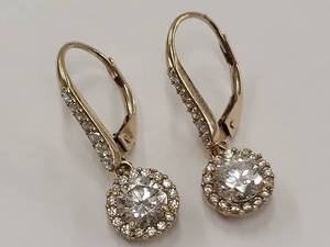 lot 96Q image: Elegant Sterling Silver Gold Tone Earrings with Stones