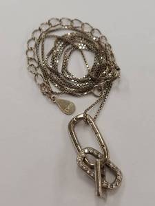 lot 102Q image: Sterling Silver Gold Tone Necklace Double Link Design