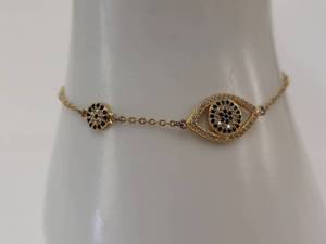 lot 104Q image: Elegant Sterling Silver Evil Eye Bracelet