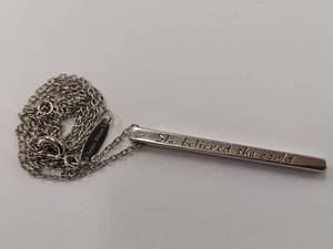 lot 105Q image: Sterling Silver Engraved Motivational Bar Necklace