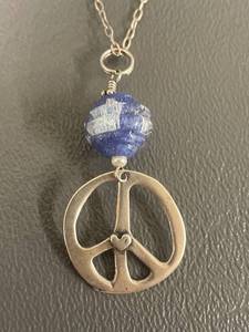 lot 109Q image: Sterling Silver Peace Necklace