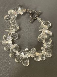 lot 111Q image: Handcrafted Clear Quartz Crystal Bead Sterling Silver Bracelet