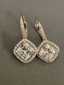lot 135Q image: Sterling Silver Halo Earrings with CZ Stones