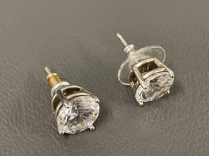 lot 136Q image: Sterling Silver Stud Earrings with Round Cut Stones