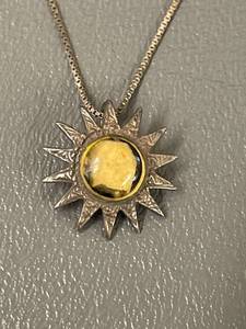 lot 143Q image: Sterling Silver Sunburst Pendant Necklace 925