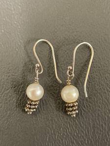 lot 165Q image: Sterling Silver Pearl Drop Earrings