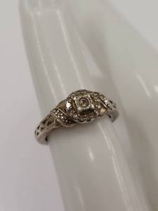 lot 173Q image: Vintage Diamond Multi Tier Sterling Silver Intricate Ring