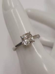 lot 183Q image: Elegant Sterling Silver Clear Gemstone Solitaire Ring