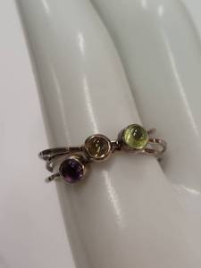 lot 190Q image: Sterling Silver Stackable Rings Set with Stones