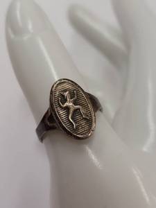 lot 214Q image: Vintage Sterling Brownie Girl Scout Engraved Ring