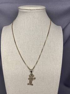 lot 4B image: Italy Sterling Silver Cartoon Pendant Necklace 18