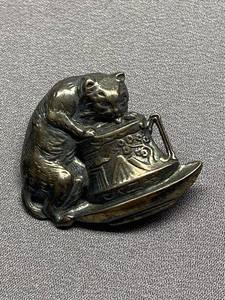 lot 6B image: Vintage Sterling Silver Cat Brooch