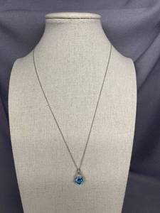 lot 17B image: Sterling Silver Necklace with Blue Stone Pendant