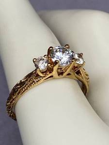lot 43B image: Vintage Sterling Silver Gemstone Engagement Ring Size 9