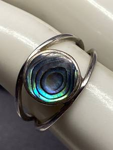 lot 45B image: Sterling Silver Abalone Ring Size 8.5