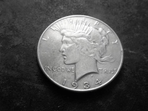lot 34 image: 1934 Peace Silver Dollar