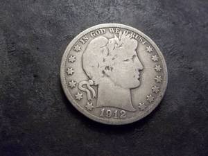 lot 42 image: 1912 S Barber Half Dollar