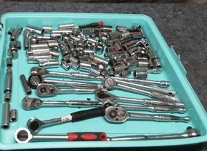 lot 18 image: Assortment of Wrenches and Sockets with Black Carrying Case