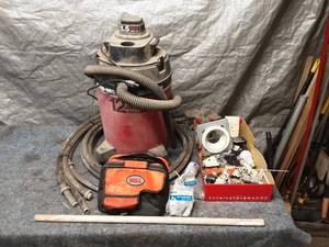 lot 79 image: Shop-Vac 12 Gallon with Accessories and Electrical Supplies