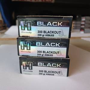 lot 26 image: HORNADY 300 BLACKOUT 208 gr AMAX  LOT OF 3 BOXES