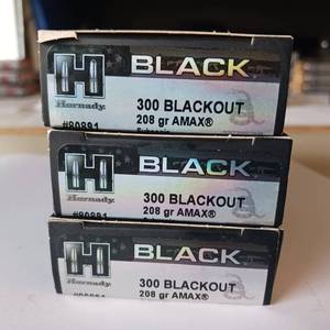 lot 27 image: HORNADY 300 BLACKOUT 208 gr AMAX  LOT OF 3 BOXES