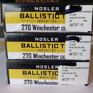 lot 32 image: NOSLER BALLISTIC TIP 270 WINCHESTER  130 gr  3 BOX LOT