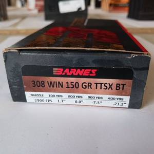 lot 36 image: BARNES 308 WIN 150 gr TTSX BT