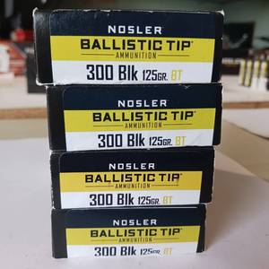 lot 42 image: NOSLER BALLISTIC TIP 300 BLACK  125 gr BT  LOT OF 4 BOXES