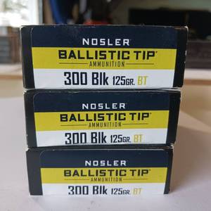 lot 44 image: NOSLER BALLISTIC TIP 300 BLACK  125 gr BT  LOT OF 3 BOXES