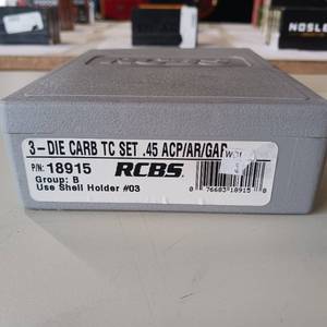 lot 59 image: RCBS RELOADING DIES  CARB TC SET .45 ACPARGAR