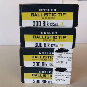 lot 67 image: NOSLER BALLISTIC TIP 300 BLACK 125 gr BT  LOT OF 4 BOXES