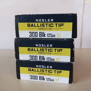 lot 69 image: NOSLER BALLISTIC TIP 300 BLACK 125 gr BT  LOT OF 3 BOXES