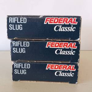 lot 89 image: FEDERAL CLASSIC RIFLED SLUG  3 BOX LOT