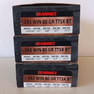 lot 121 image: 243 80 grain TTSX BT  lot of 3 boxes