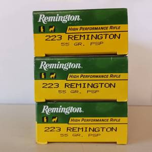 lot 124 image: REMINGTON HIGH PERFORMANCE  223 55gr  lot of 3 boxes