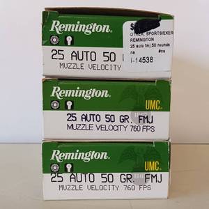 lot 128 image: REMINGTON 25 AUTO  50 gr  lot of 3 boxes