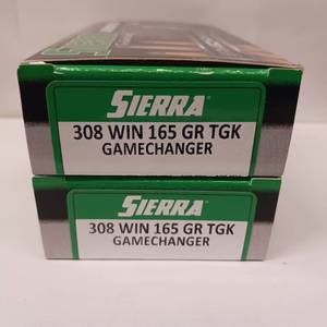 lot 134 image: SIERRA  308 WIN 165 GR TGK   Gamechanger  lot of 2 boxes
