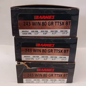 lot 147 image: BARNES VOR-TX  243 win 80 gr  TTSX BT  lot of 3 boxes
