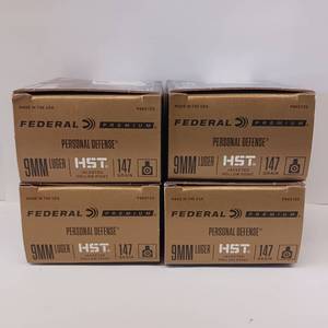 lot 151 image: FEDERAL PERSONAL DEFENSE  9mm LUGER  147 grain  HST  lot of 4 boxes