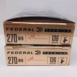 lot 159 image: FEDERAL PREMIUM 270 WIN 136 gr  lot of 2 boxes