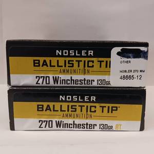 lot 161 image: NOSLER  BALLISTIC TIP 270 WINCHESTER 130 GR  BT  Lot of 2 boxes