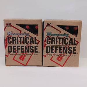 lot 172 image: CRITICAL DEFENSE  45 AUTO HORNADY  186 gr FTX BRASS CASE  lot of 2 boxes