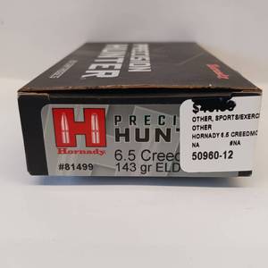 lot 177 image: HORNADY PRECISION HUNTER  6.5 Creedmore 143 gr  ELD-X