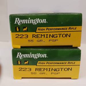 lot 179 image: 223 REMINGTON  HIGH PERFORMANCE RIFLE  psp  55 gr  LOT OF 2 BOXES