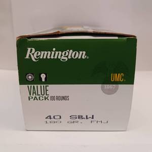 lot 182 image: REMINGTON 40 S&W 180 gr  100 ROUNDS  UMC 1867