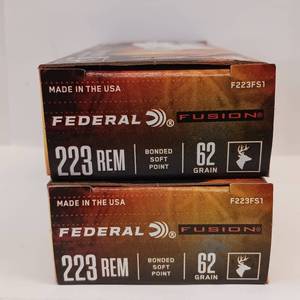 lot 183 image: FEDERAL FUSION 223 REM   62 gr  LOT OF 2 BOXES