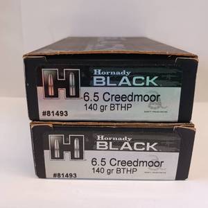 lot 188 image: HORNADY BLACK 6.5 CREEDMORE  140 gr BTHP  LOT OF 2 BOXES