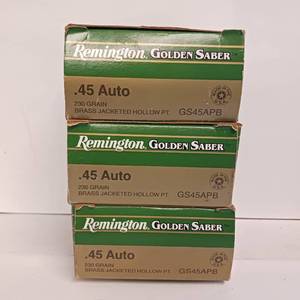 lot 209 image: Remington - Golden Saber - HPJ - .45 Auto - 230GR - Brass Jacketed Hollow Pt. GS45APB - 75 total rounds