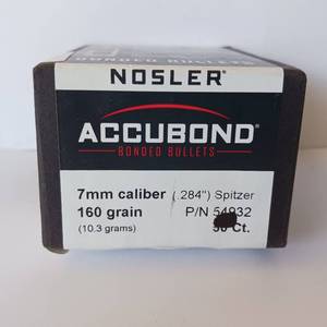lot 215 image: 50 rounds - 7mm - Nosler Accubond (.284) - Spitzer - 160gr Bullets